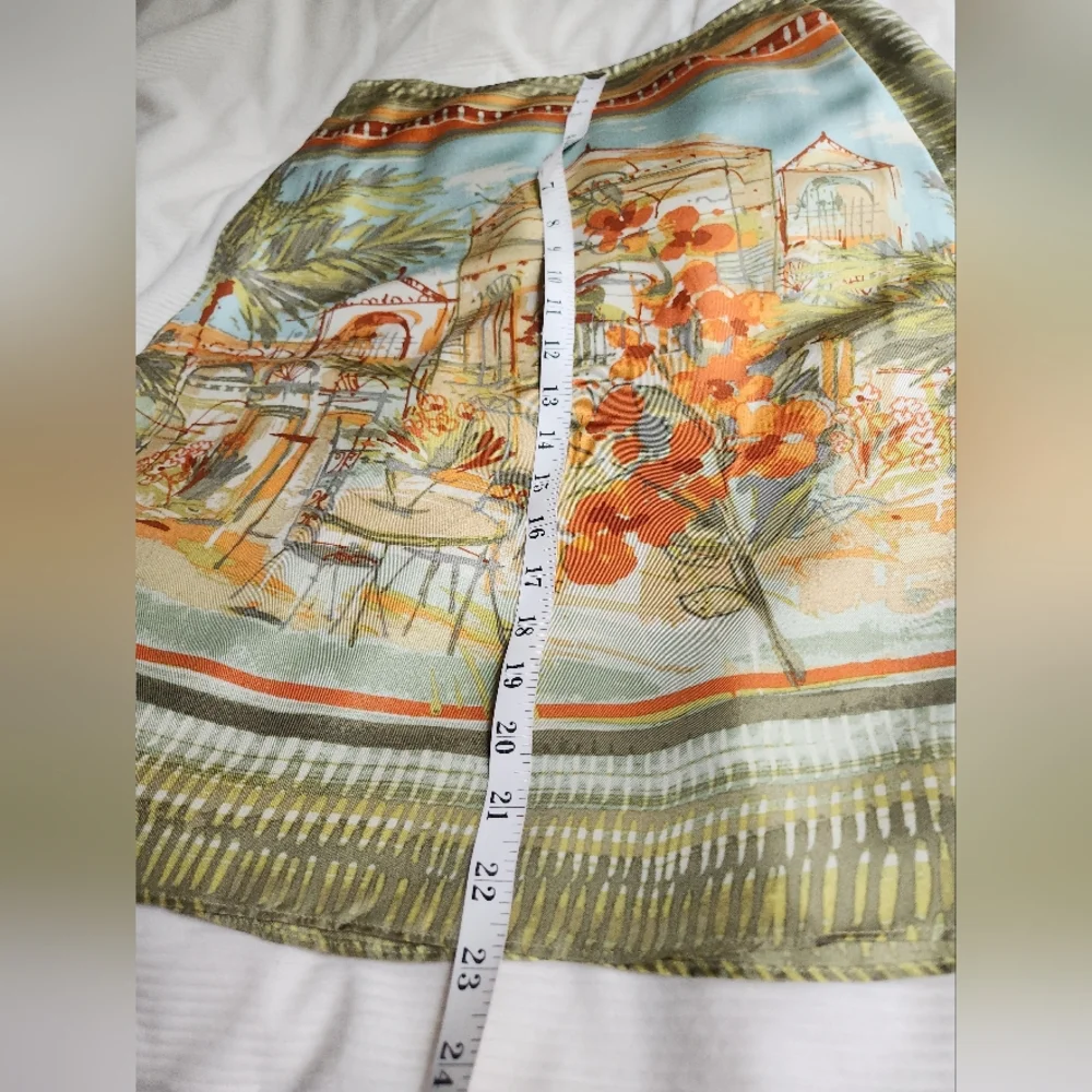 Sigrid Olsen 100% Silk Skirt Artsy Outdoor Cafe Print Sz 4 Nwot. SKIRT ONLY
